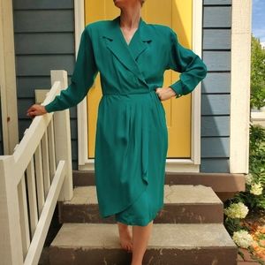 Vintage silk dress green size 4
